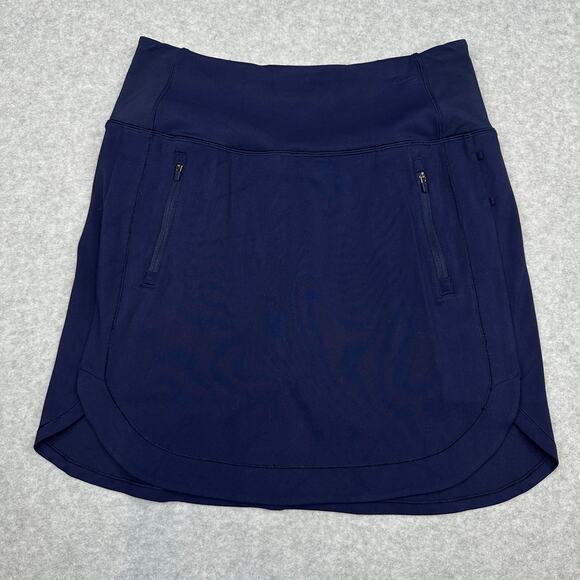 Athleta Fairway Golf Skort Womens S Navy Blue 18" Stretchy Pull On Zip Pockets - Picture 1 of 13